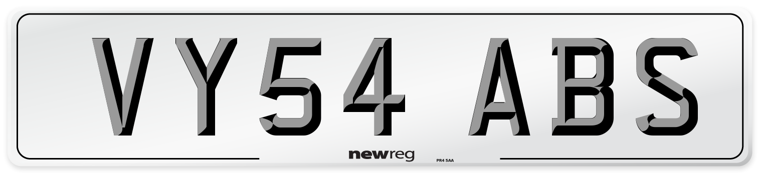 VY54 ABS Number Plate from New Reg